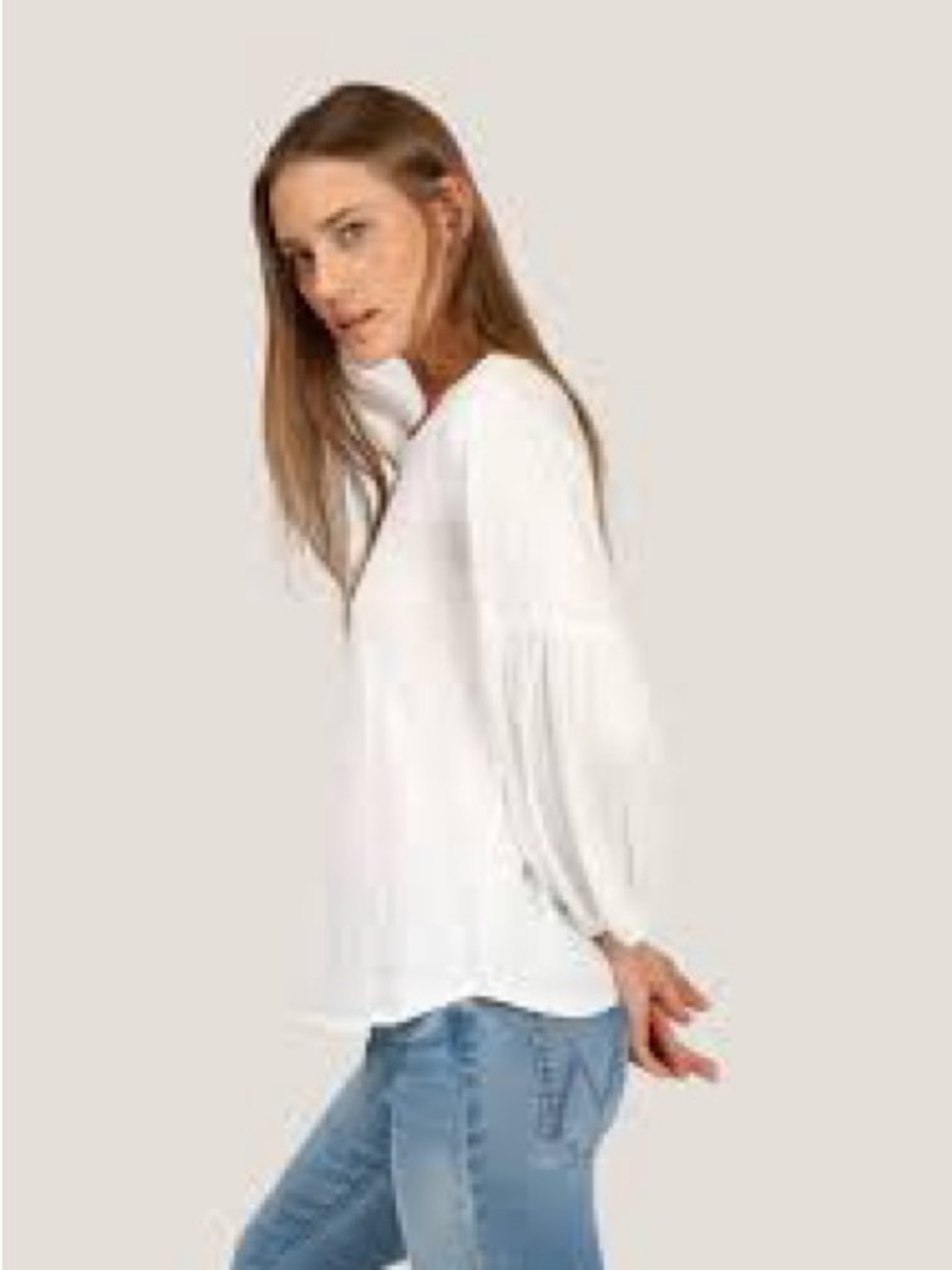dylan White Long Balloon Sleeve Top